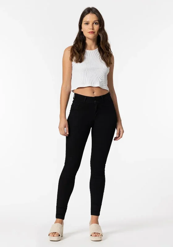 Tiffosi One Size High Waist Skinny Jeans, Black Elegant Bootcut Fit Jeans