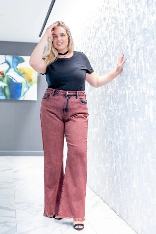 PLUS SIZE - HIGH RISE FLARED LEG JEANS Trendy Skinny Fit Jeans