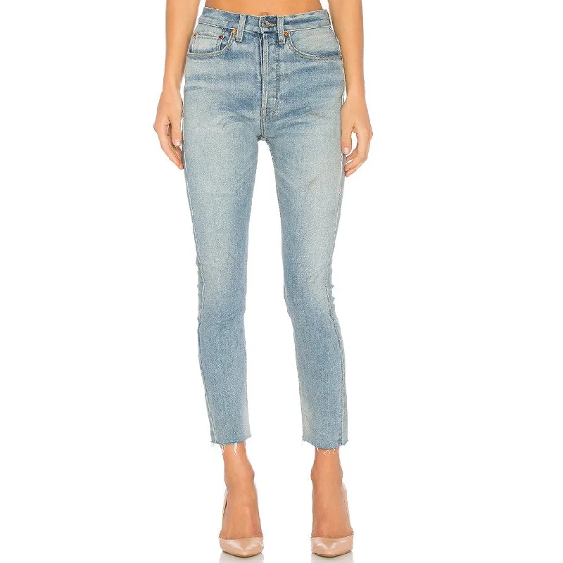 RE/DONE Originals Womens High Rise Ankle Crop Jeans 25 Super Light Blue NWT Comfortable Straight-Legged Denim
