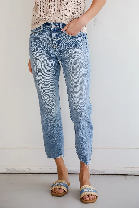 Regina Light Wash Distressed Straight Leg Jeans Stylish High-Waist Skinny Denim