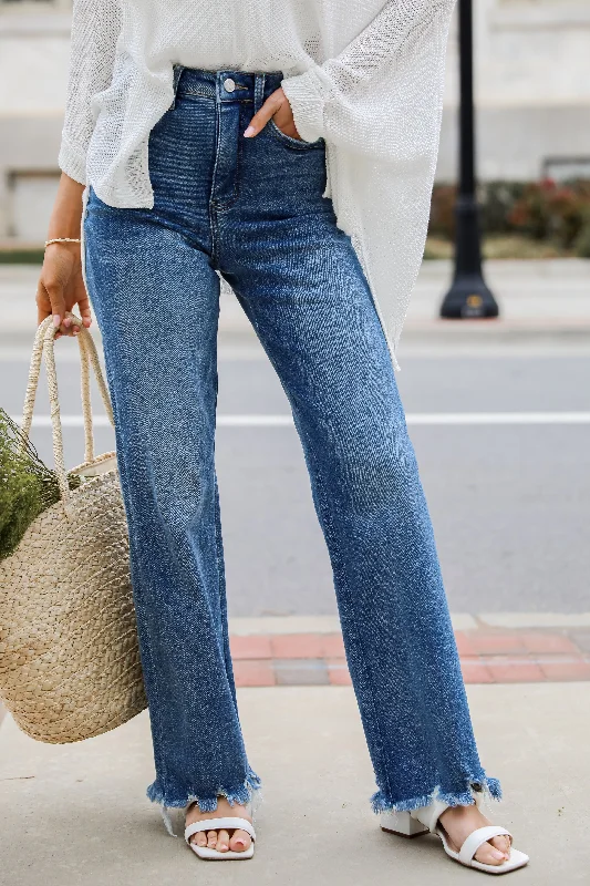 Sutton Medium Wash Tummy Control Loose Fit Jeans Trendy Layered Pocket Jeans