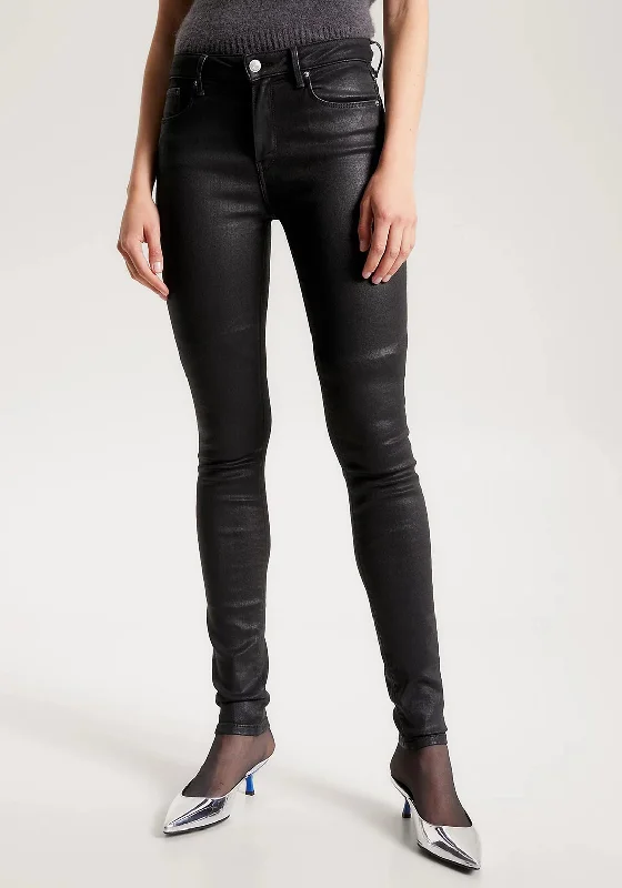 Tommy Hilfiger Flex Como Coated Skinny Jean, Black Casual Light Wash Jeans