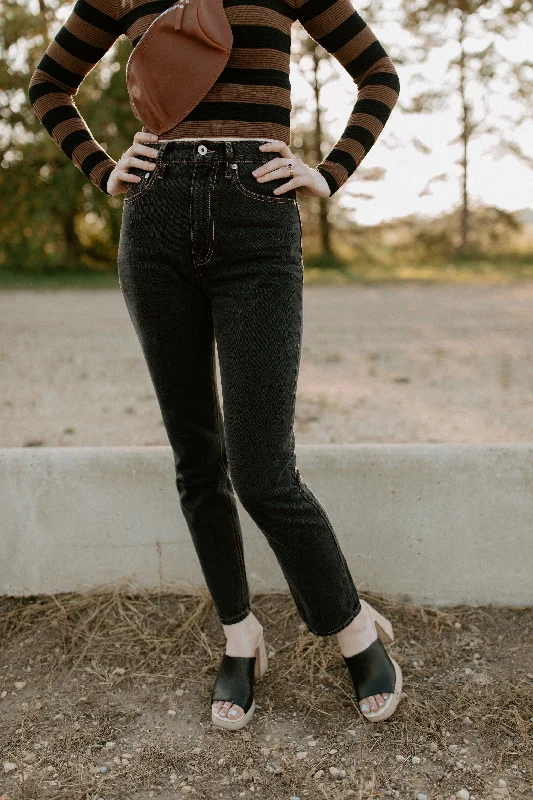 The Sloane High Rise Cigarette Jeans - Midnight Rider Comfortable Stretch Fit Jeans