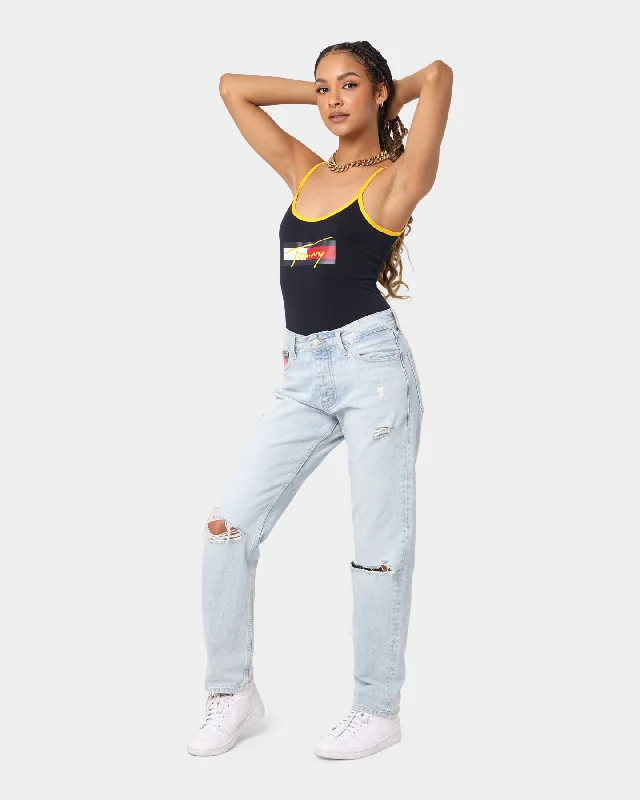 Tommy Jeans Logo Bodysuit Desert Sky Fashionable Distressed Jeans