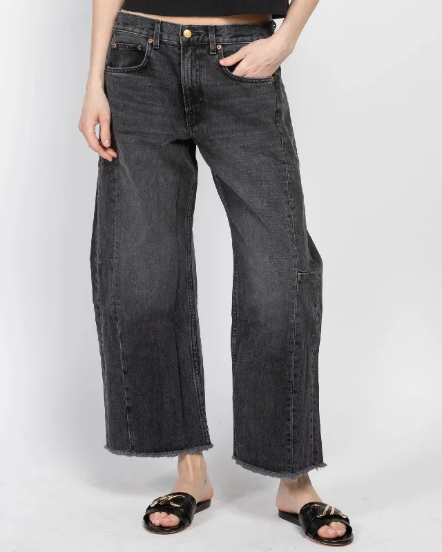 Relaxed Lasso Jeans Fashionable Frayed Hem Denim
