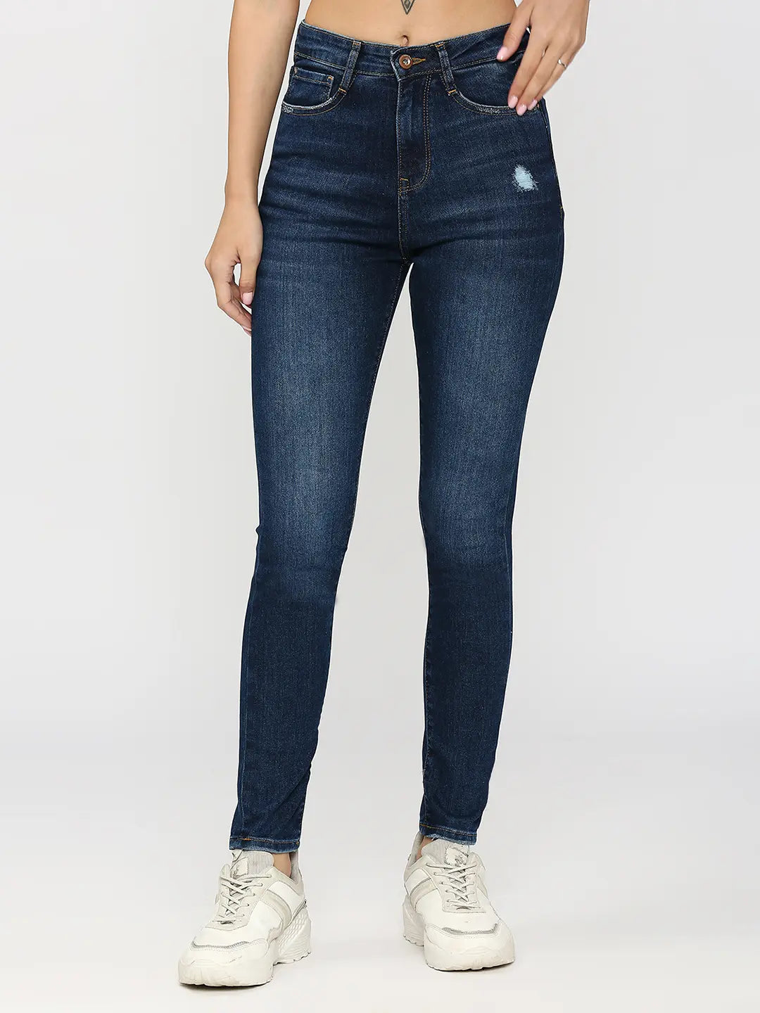 Spykar Women Dark Blue Cotton Super Skinny Fit Ankle Length Clean Look High Rise Jeans (Alexa) Comfortable Dark Wash Jeans Spykar Women Dark Blue Cotton Super Skinny Fit Ankle Length Clean Look High Rise Jeans (Alexa) Comfortable Dark Wash Jeans