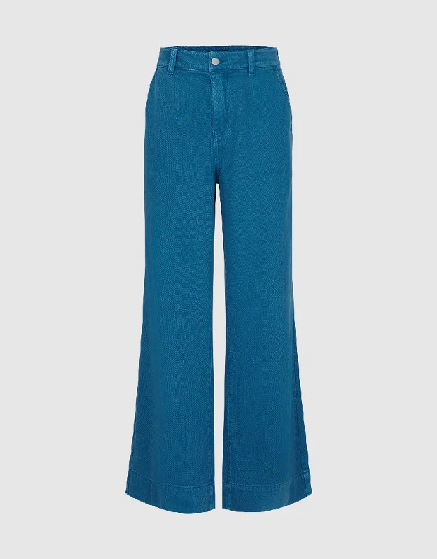 Wide-Leg Jeans Fashionable Raw Hemmed Jeans