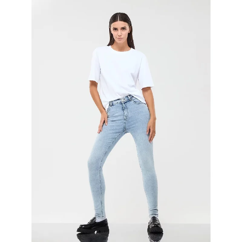 Light Blue Regular Waist Skinny Jeans Stylish Plus Size Denim Jeans