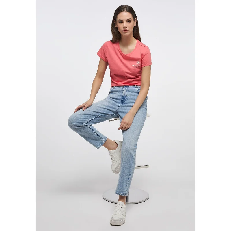 Light Vintage Blue Mom Fit Jeans Chic Rip-Detail High-Waist Jeans