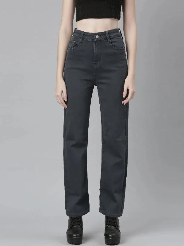 Women Grey Denim Jeans-GZ-5253-Grey Comfortable Boyfriend Jeans