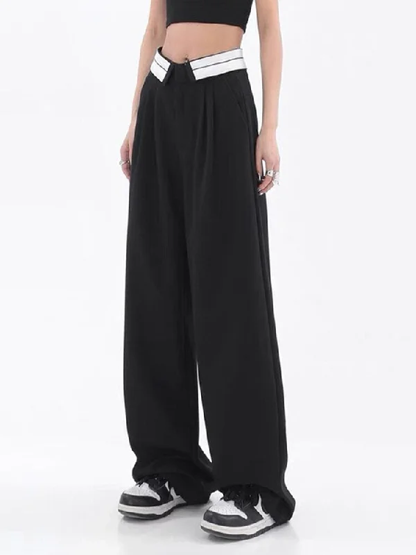 Women Long High Waist Jeans Fashionable Raw Hemmed Jeans