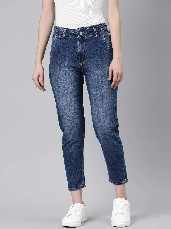 Women Navy Blue Solid Mom Fit Denim Jeans-GZ-5491-Navyblue Comfortable Stretch Denim Jeans Women Navy Blue Solid Mom Fit Denim Jeans-GZ-5491-Navyblue Comfortable Stretch Denim Jeans