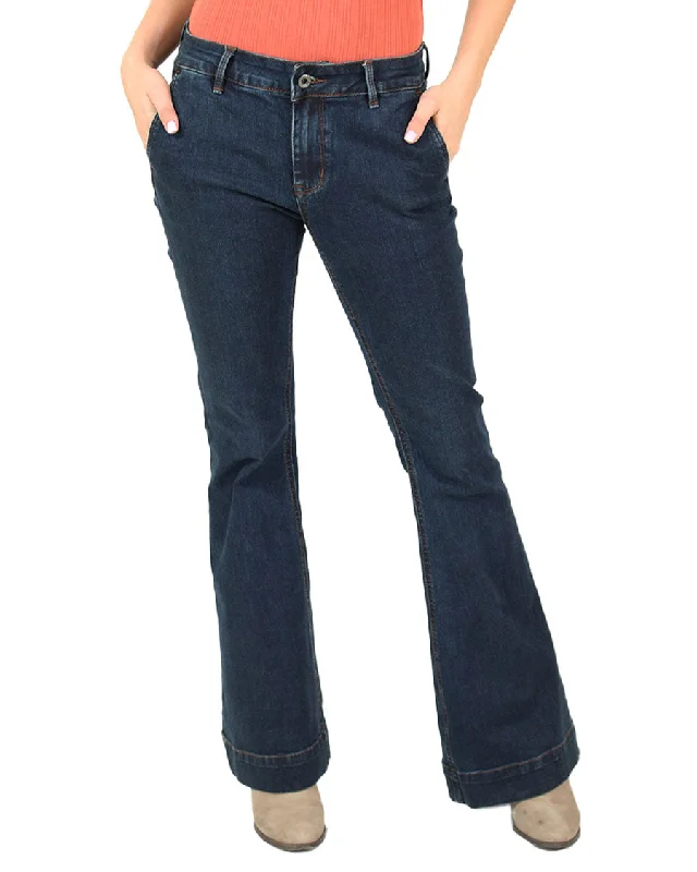 Women's Dark Wash Eazy Fit Flare Jeans Trendy Cut-Off Denim Shorts