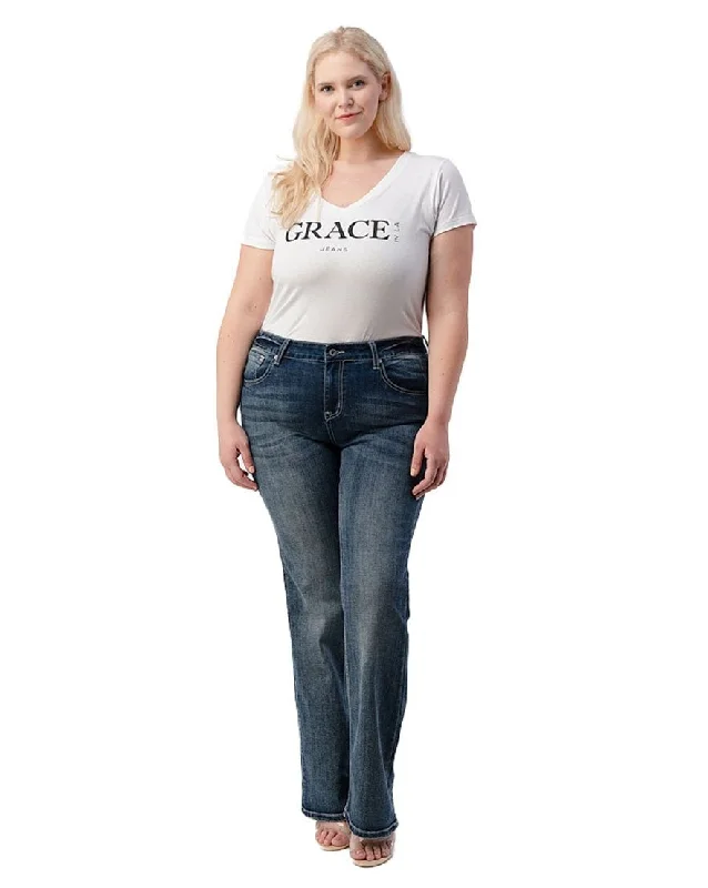 Women's Plus Size Distressed Pocket Jeans Fashionable Mom Jeans