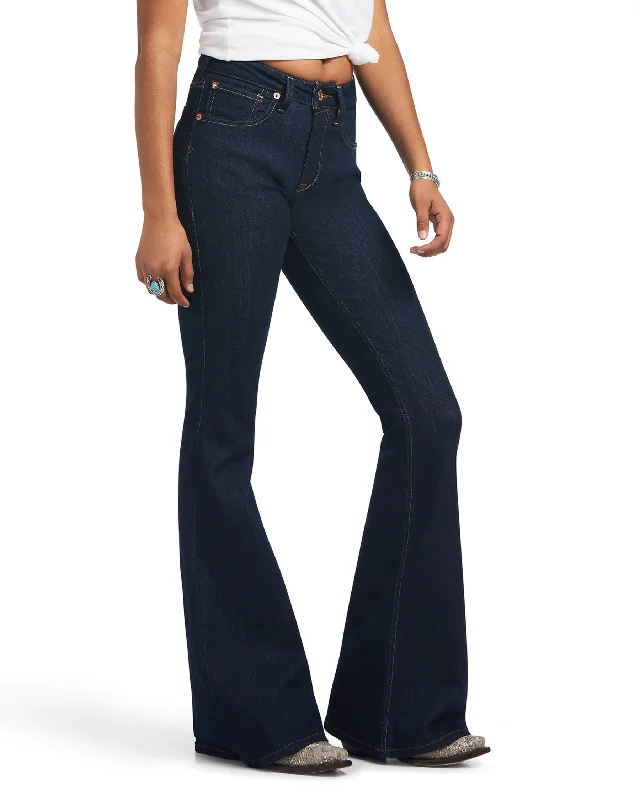 Women's R.E.A.L. High Rise Shelby Flare Jeans Fashionable Raw Hem Bootcut Jeans