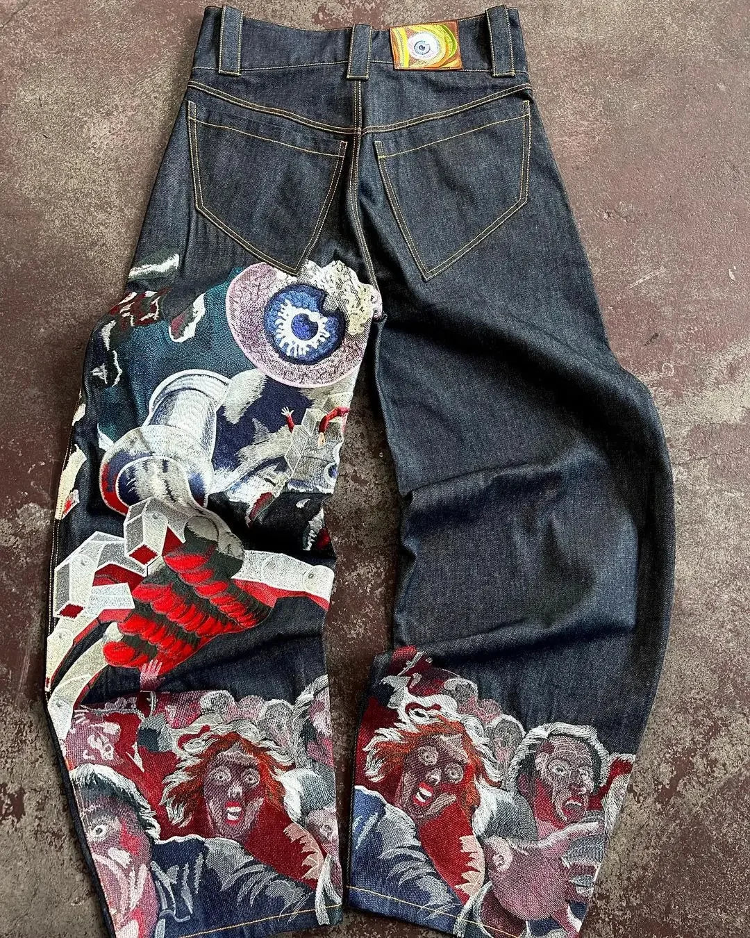 Y2K Jeans Streetwear Harajuku Hip Hop Retro Graphic Baggy Jeans Denim Pants Comfortable Straight-Legged Denim Y2K Jeans Streetwear Harajuku Hip Hop Retro Graphic Baggy Jeans Denim Pants Comfortable Straight-Legged Denim