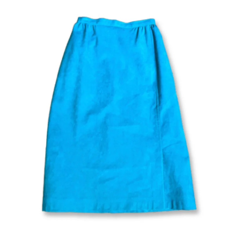 1970s-1980s Teal Faux Suede A-Line Skirt by Designer Images denim skirt stylish