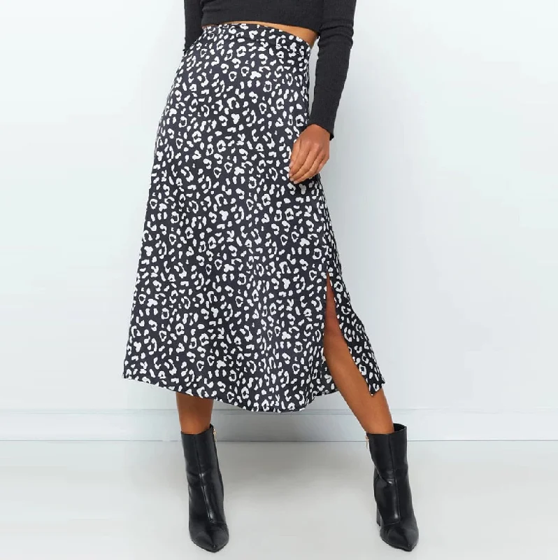 2020 Summer Women Skirt Fashion leopard print high waist skirts womens leopard midi Calf skirt punk streetwear korean style#0117 leather skirt refined