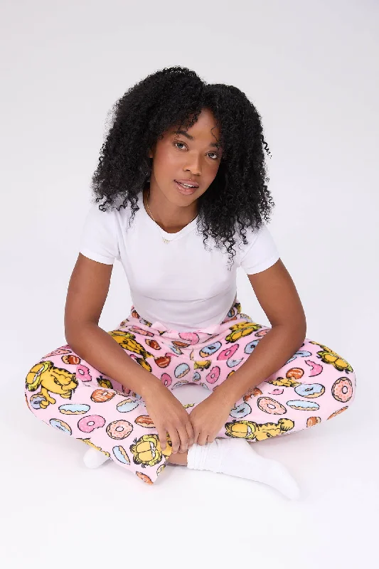 Garfield Printed Plush Pajama Pants Comfortable Fleece Pants