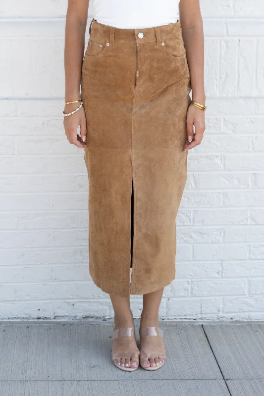 NORA SUEDE MAXI SKIRT breathable skirt fabric