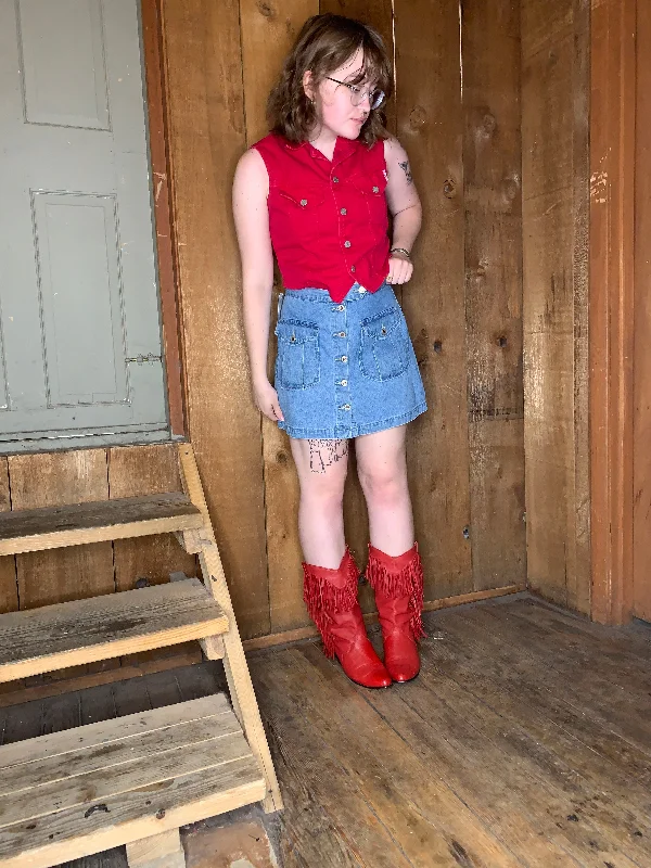 90s Baxis Denim Mini Skirt     w30 casual skirt length