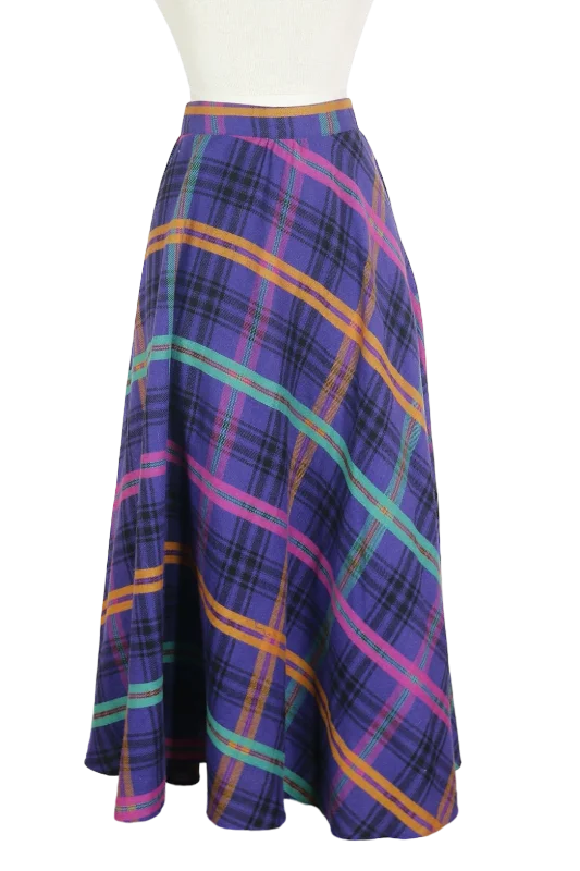90s Counterparts Purple Plaid Skirt       w28 lace skirt intricate