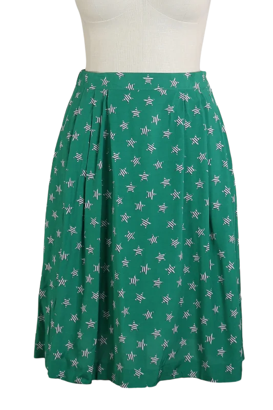 90s Lucia Petites Green Stars Skirt      w35-37 leather skirt sleek