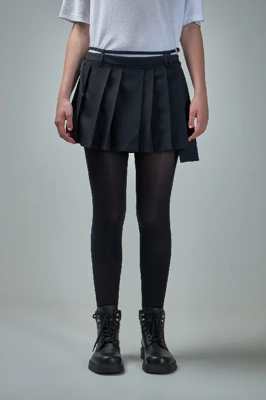 Asymmetric Pleated Skirt ruffled skirt detail