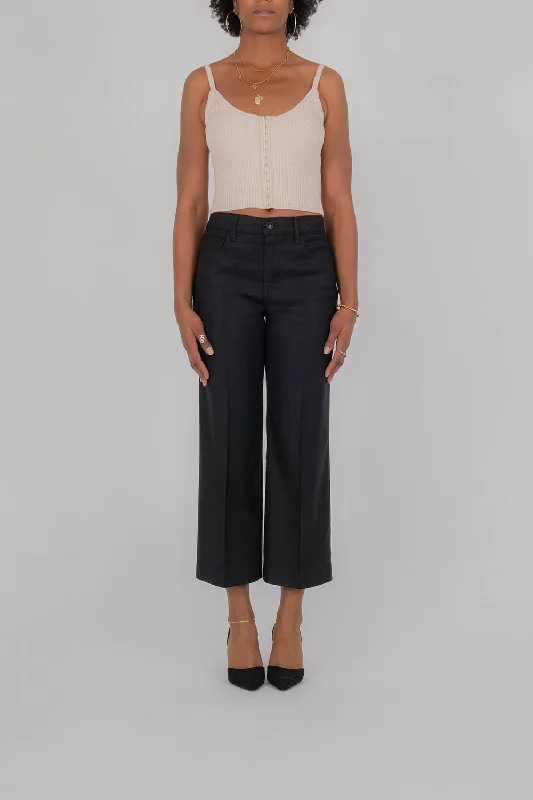 Annabelle Five-Pocket Wide Leg Pant by Level 99 in Black Comfortable Denim Leggings