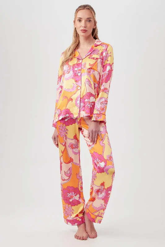 Apache Bloom Women's Long Sleeve Long Pant Silk PJ Set Cozy Maternity Pants