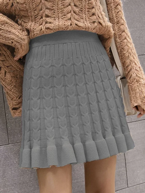 Lucy Autumn Mermaid Knitted Mini Skirt - Multicolor satin skirt smooth