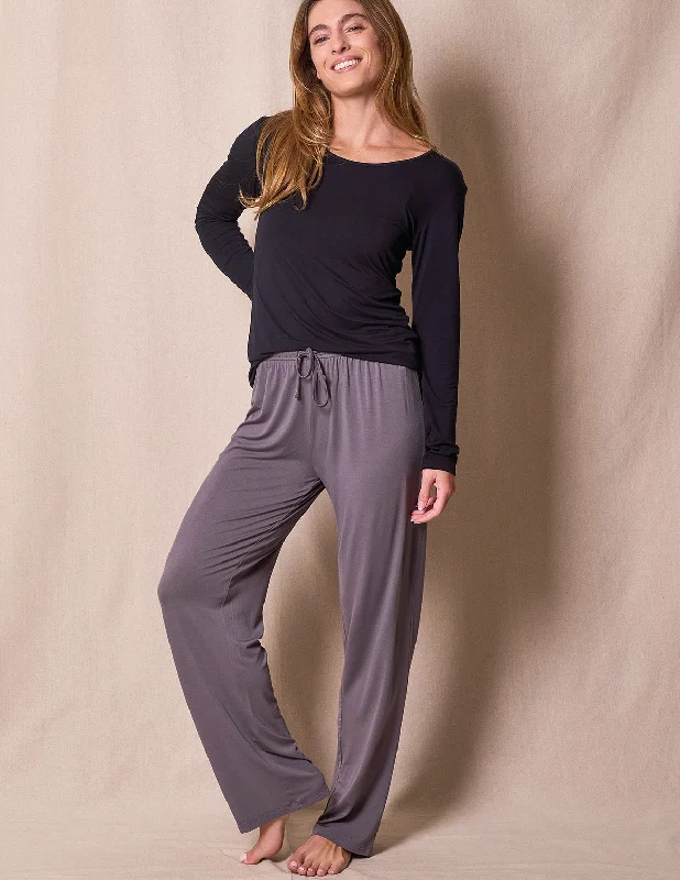 Bamboo Sleep Pants - Grey Slim Fit Casual Pants