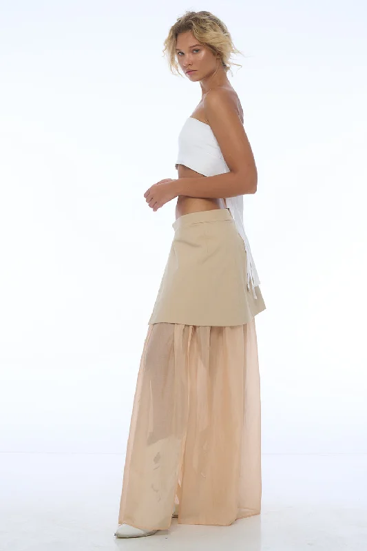 BEIGE TRANSFORMER SKIRT high waist skirt