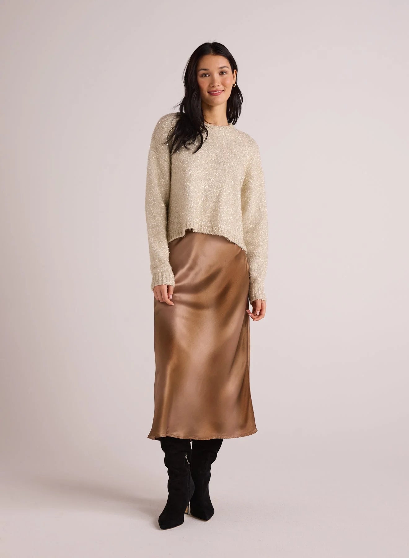 NORA MIDI SKIRT silk skirt lustrous