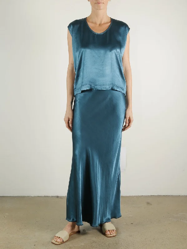 Bernie Skirt in Vintage Satin - Peacock boho skirt vibe