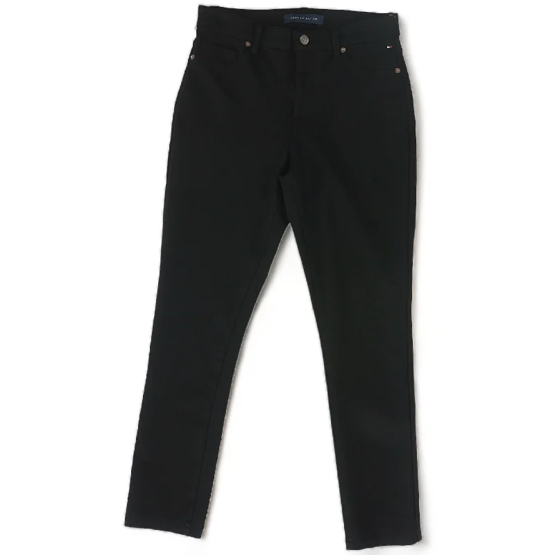 Black Solid Five Pocket Pants Cozy Jogger Leggings