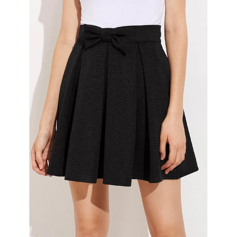 Front Bow Pleated Skirt lace skirt intricate