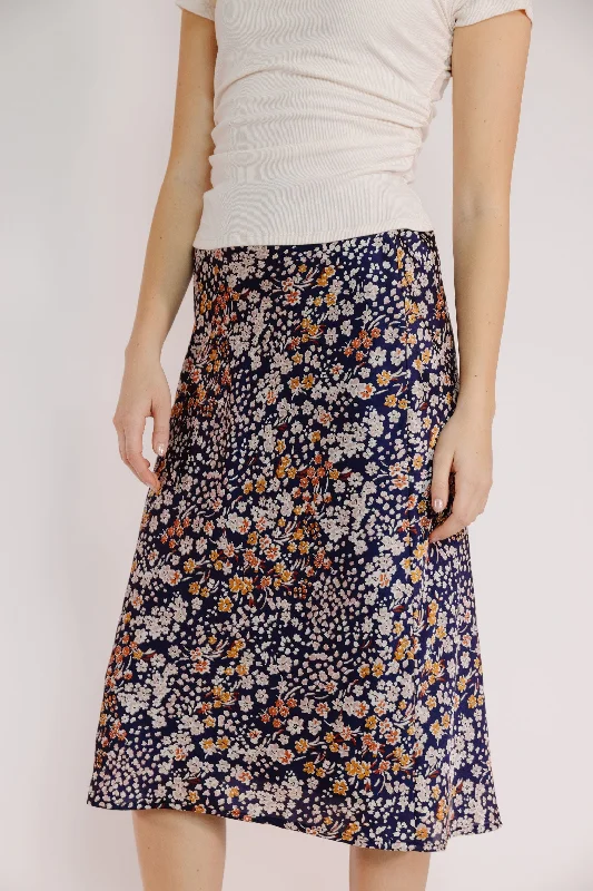 Brandy Skirt in Navy Floral cashmere skirt soft