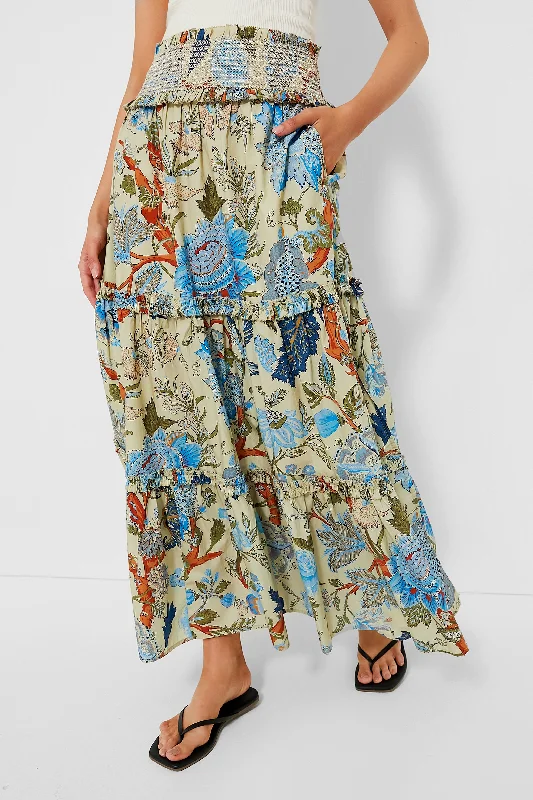 Exclusive Bumbelina Print Raquel Maxi Skirt linen skirt natural