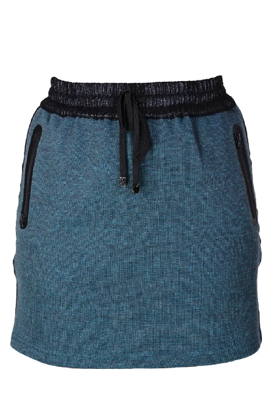 C BLOCK PIA Petrol Elastic Drawstring Skirt cashmere skirt fine