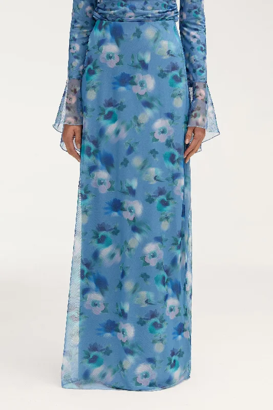 Carmela Maxi Skirt - Floral cashmere skirt fine