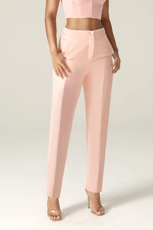 Cleo Tailored Straight Pants (Soft Pink) Lightweight Jogger Pants