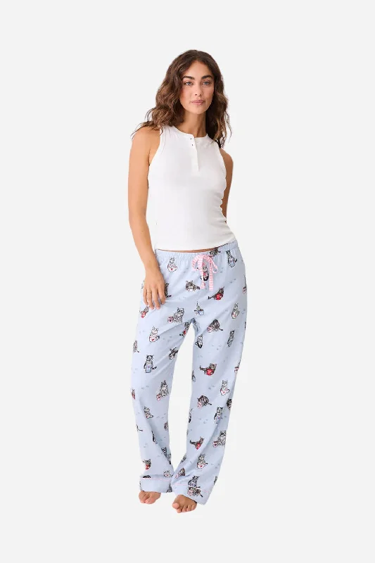 PJ Salvage Coffee & Cat Naps Flannel Pant High-Waist Jeans