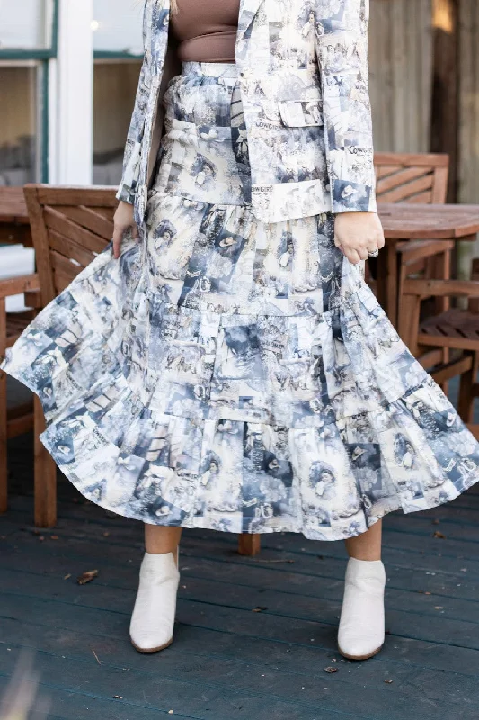 Cowgirl Romance Tiered Maxi Skirt leather skirt sleek