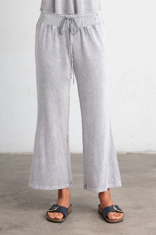 Crop Bell Bottom Pants by Mila in Silver Cozy Maternity Pants