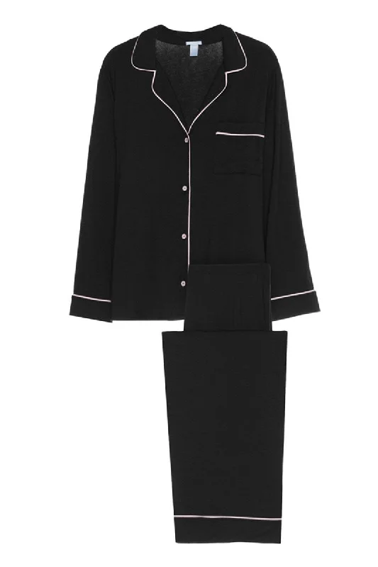 Gisele Black/Sorbet Long Sleeve Pant Set Classic Cropped Pants