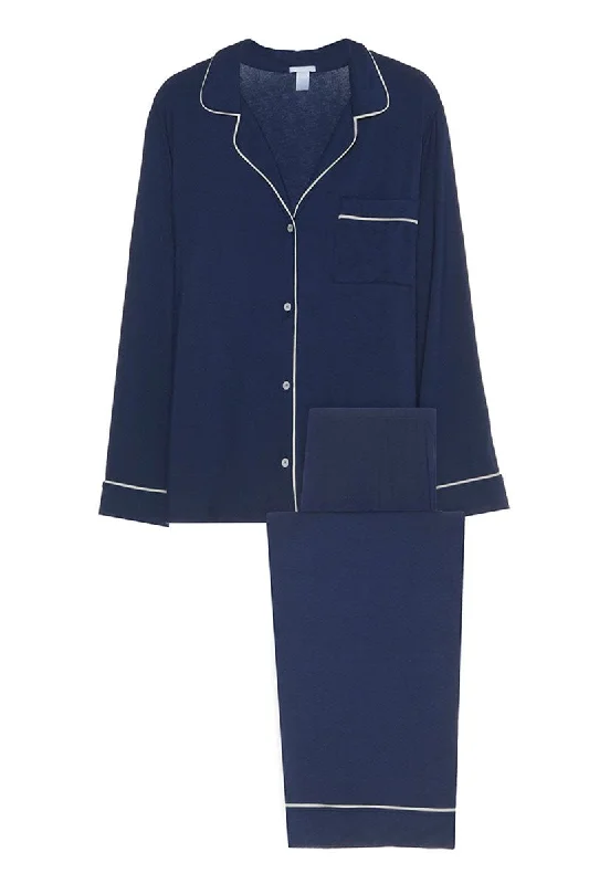 Gisele Navy/Ivory Long Sleeve Pant Set Cozy Fitted Pants