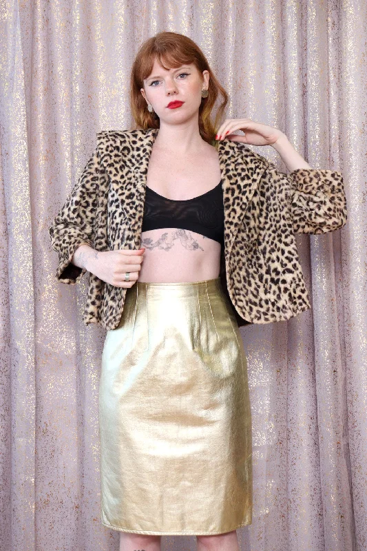 Erez Gold Leather Skirt S denim skirt fashionable