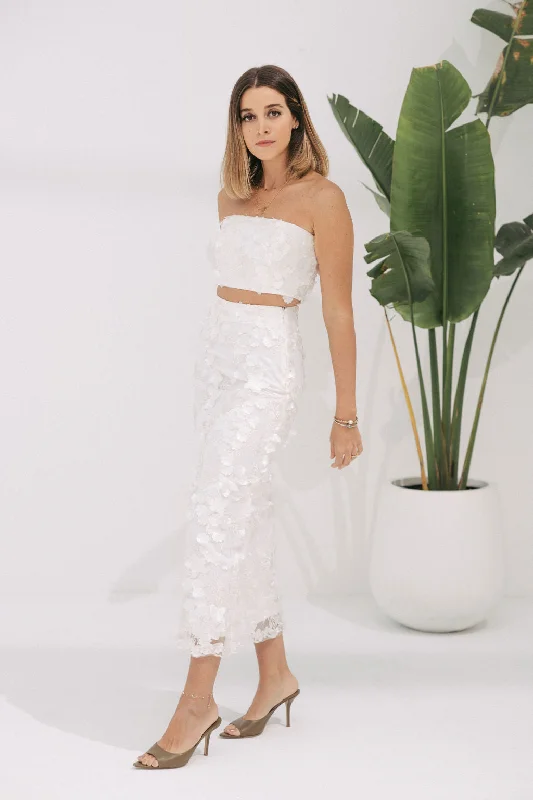 Floral applique skirt leather skirt bold