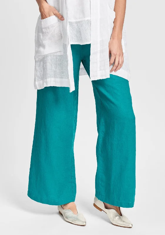Flowing Pant - Linen Pants With Elastic Waist - FINAL SALE Trendy Tapered Pants